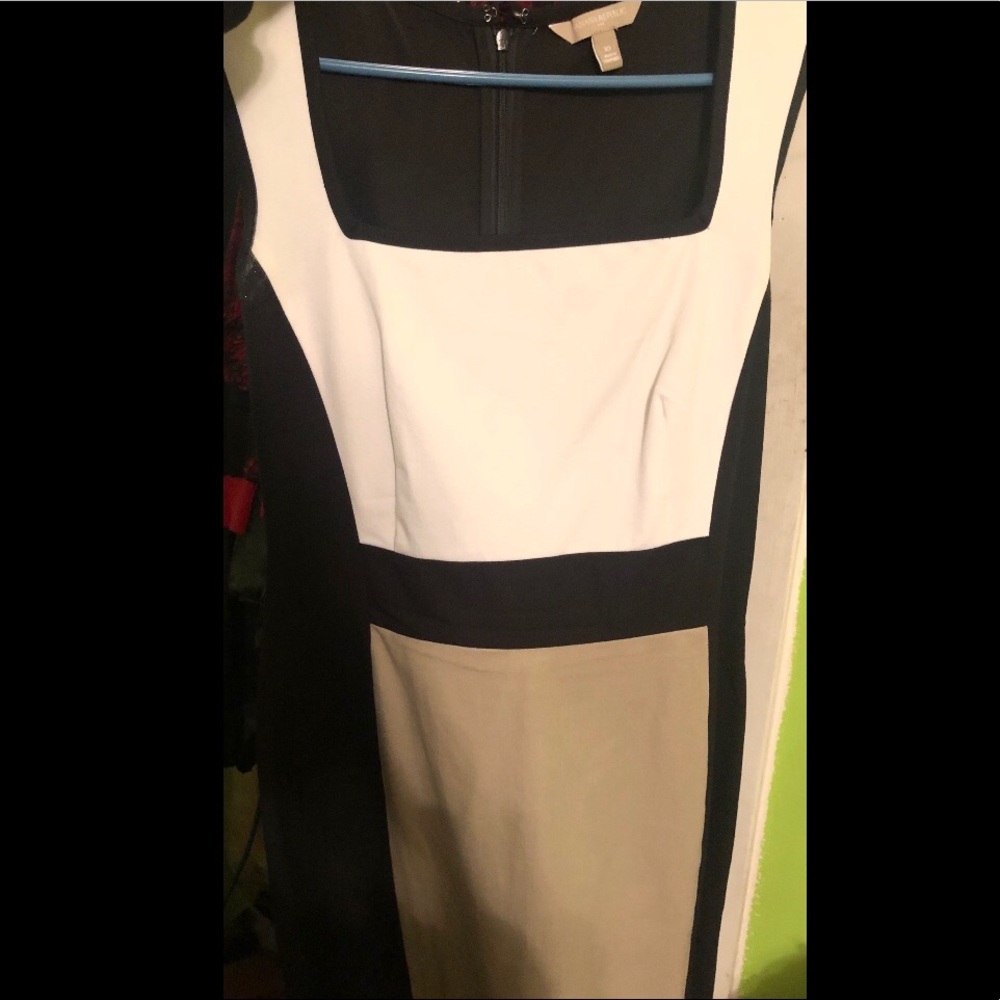 Banana republic pencil dress tan/black/white